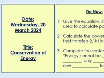 Conservation of Energy - Complete Lesson