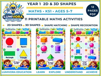 Year 1 2D and 3D Shapes Worksheets | KS1 Maths | Printable PDF