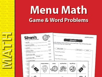 Menu Math Game & Word Problems