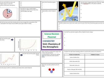 Chemistry of the Atmosphere Revision Sheet for AQA GCSE Combined Science Trilogy (includes answer)