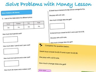 Year 4 Money - Solve Problems with Money Lesson