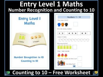 Entry Level 1 Maths: Counting to 10 FREE Worksheet - SEN Resource