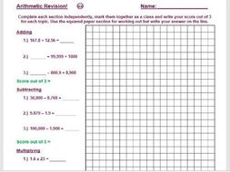 year 6 arithmetic revision sheet for sats preparation teaching resources