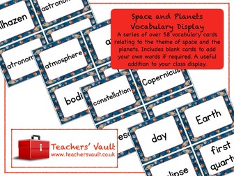 Space and Planets Vocabulary Display