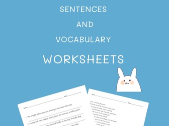 Sentences and Vocabulary Worksheets for Grades 1-3