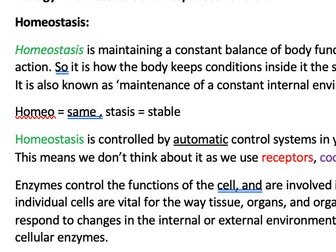 AQA Combined GCSE biology unit 5 notes - homeostasis and response