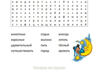 Russian Word Search Topic Night