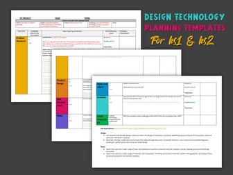Design Technology planning formats for KS1 and KS2