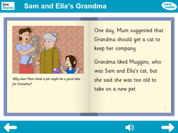 KS1 PSHE - 'Sam and Ella's Grandma' interactive storybook - Early reader level