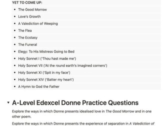 A-Level Edexcel John Donne Practice Questions - English Literature Paper 3