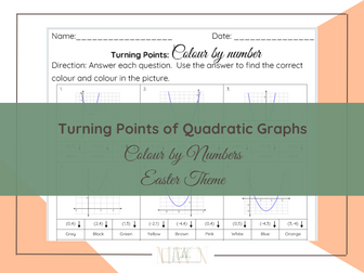 Turning Points of Quadratic Graphs (Colour by numbers)