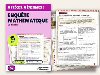 French Math Mystery Grade 6 Coordinates & Equations | Le vol du diamant