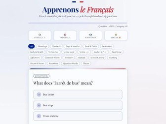 Apprenons le Français: French Vocabulary and Verb Practice