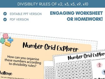 Divisibility Rules | Worksheet Activity Homework | Four Operations