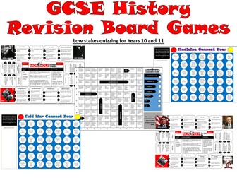 GCSE revision board games. Monopoly, Connect Four and Battleships with templates