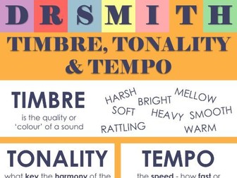 Timbre, Tonality and Tempo Poster (DR SMITH Music)