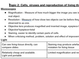 Edexcel AS Biology Topic 2 Cells, Viruses and Reproduction of Living Things