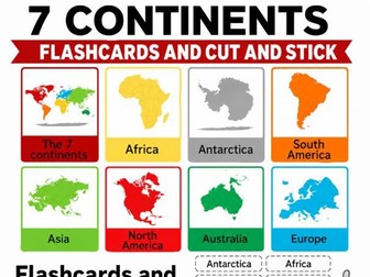 7 Continents Flashcards Cut Stick activity