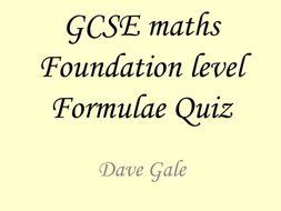 GCSE Maths Formulae to memorise Quiz