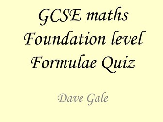 GCSE Maths Formulae to memorise Quiz