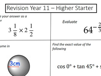 GCSE Maths Revision Mat Higher Level