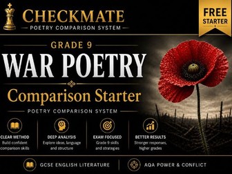 GCSE War Poetry Comparison – Grade 9 Method Starter (FREE) | Checkmate English