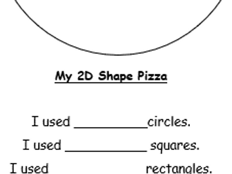 2D Shape Pizza Worksheet ks1