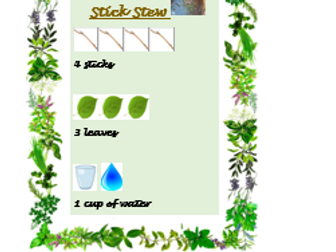 Outdoor Recipe Book- forest school, mud kitchen