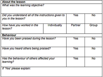 Pupil Voice & Conferencing Form