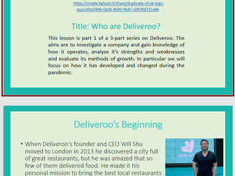 Deliveroo Case Study: Business Studies Intro/Recap