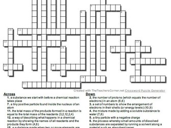 AQA GCSE SCIENCE (TRIPLE) - Chemistry Crosswords (Revised - now with answers)