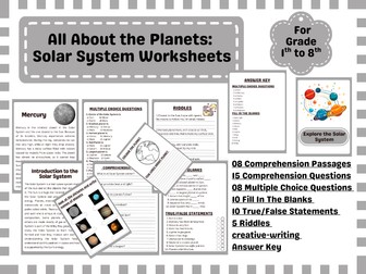 Solar System Learning Pack  Worksheets and Learning Activities