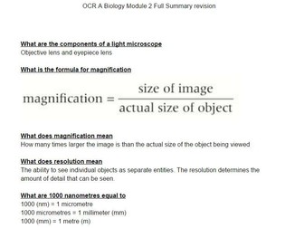 Module 2 OCR A Biology 48 PAGE revision