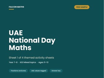 FREE UAE National Day Maths Worksheet – Fractions of the Flag – KS3