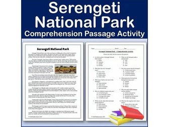 Serengeti National Park | International Landmarks Reading Comp Passage & Activity