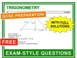 GCSE 9-1 Exam Question Practice (Trigonometry) | Teaching Resources