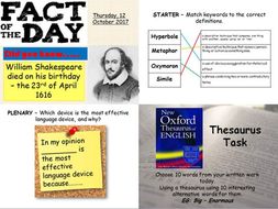 Outstanding English starter and plenary activities