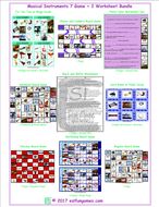 Musical Instruments 7 Game Plus 2 Worksheet Bundle