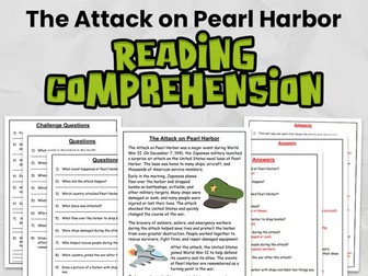 The Attack on Pearl Harbor Reading Comprehension for Gr 3 - 5: No Prep