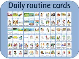 Daily routine flash cards for visual sequencing