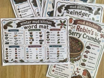 Winter Mud Kitchen Recipes and Oracy mat