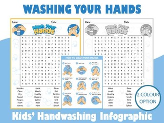 Washing Your Hands Word Search + Kids’ Handwashing Infographic