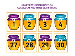 Number Line Honey Pots 1 30 Goldilocks And Three Bears Theme