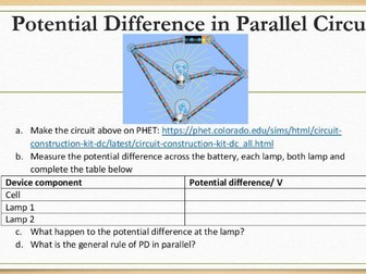 Current and Potential Difference In Series and Parallel  Circuit