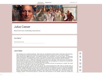 Google Classroom Forms Quiz Reading Comprehension - Julius Caesar Non-Fiction