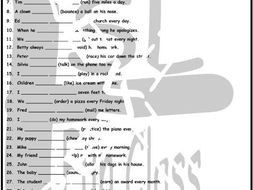 Present Simple Tense Positive and Negative Statements 1 Page BW Worksheet