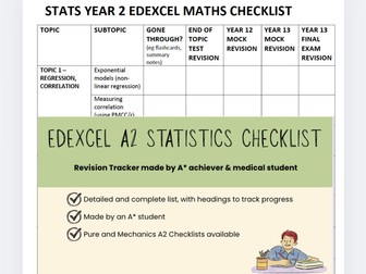 Edexcel A-Level Yr2 Statistics Checklist