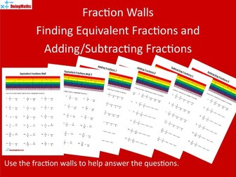 Fraction Wall - Finding Equivalent Fractions and Adding/Subtracting Fractions