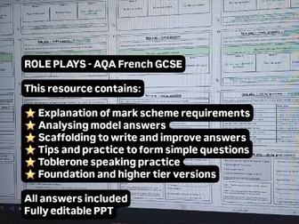 Role plays French GCSE AQA speaking practice