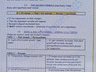 Senior Cycle Biology - Guide to writing the perfect hypothesis